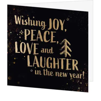 Kerstkaart met gouden typografie op zwarte achtergrond