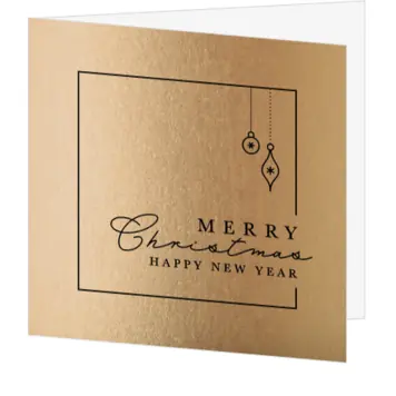 Kerstkaart met goudlook en zwarte typografie
