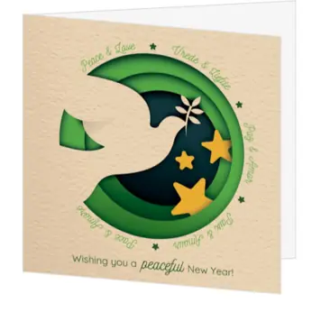 kerstkaart met vredesduif en groene cirkel
