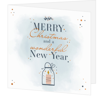 Kerstkaart met watercolor achtergrond en foliedruk