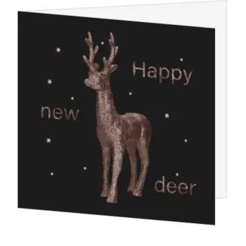 kerstkaart met glitter hert en sterren