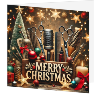 Kerstkaart voor kappers en uiterlijke verzorging