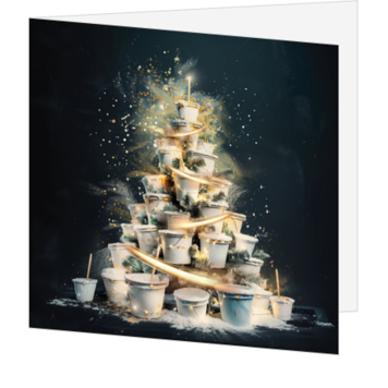 Kerstkaart met kerstboom van verfemmers