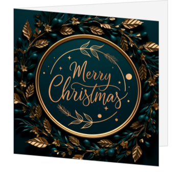 Elegante kerstkaart met goudkleurige krans