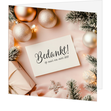 Kerstkaart met stijlvolle bedankboodschap