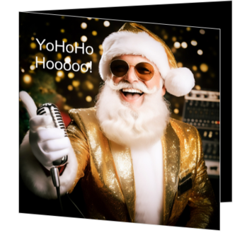 Kerstkaart met bling bling Santa