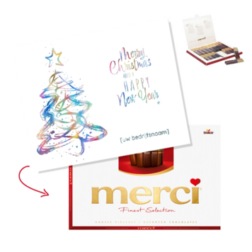 Moderne kerstkaart met kleurrijke kerstboom