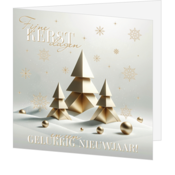 Luxe kerstkaart met gouden kerstbomen