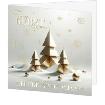 Luxe kerstkaart met gouden kerstbomen