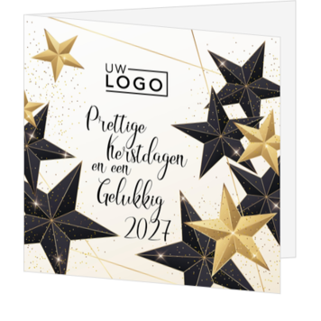 Luxe kerstkaart met sterren en gouden accenten