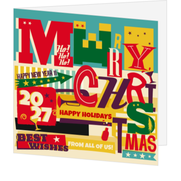 Speelse kerstkaart met typografisch design