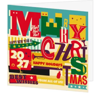 Speelse kerstkaart met typografisch design