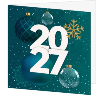 kerstkaart met kerstballen en feestelijk design