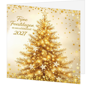 Luxe kerstkaart met gouden kerstboom