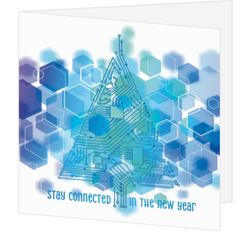 Kerstkaart met moderne digitale kerstboom