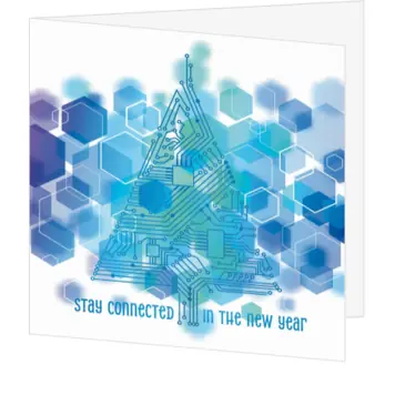 kerstkaart met moderne digitale kerstboom