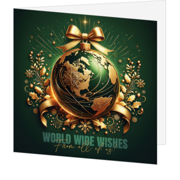 Luxe kerstkaart met wereldbol en gouden details
