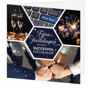 Zakelijke kerstkaart met nieuwjaarswens en feestelijke collage