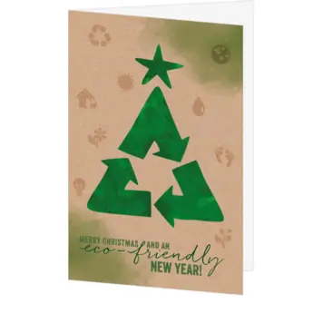Duurzame kerstkaart met gerecyclede kerstboom