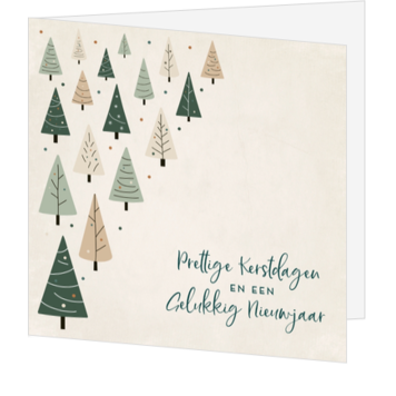 Moderne kerstkaart met stijlvolle kerstbomen