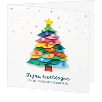 Kerstkaart met kleurrijke papieren kerstboom