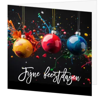 Fijne feestdagen - gekleurede kerstballen op zwarte achtergrond