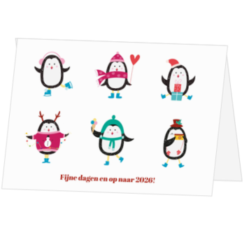 Vrolijke kerstkaart met pinguïns