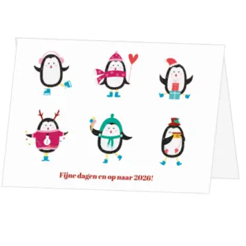 Vrolijke kerstkaart met pinguïns