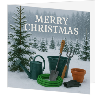 Kerstkaart voor hovenier in wintersfeer