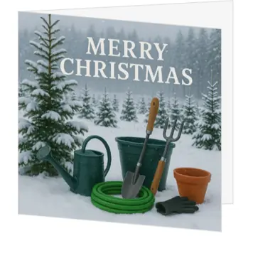 kerstkaart voor hovenier in wintersfeer