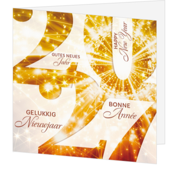 Kerstkaart met sprankelend nieuwjaarsdesign