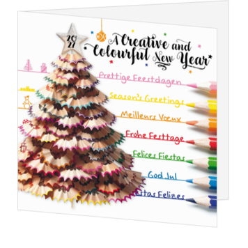 Creatieve kerstkaart met kleurrijke kerstboom