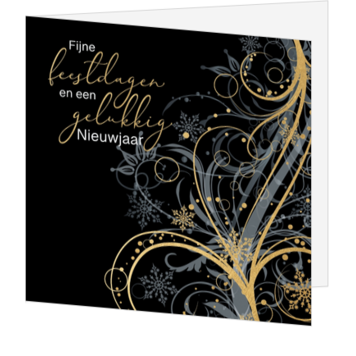 Stijlvolle kerstkaart met gouden sierdetails
