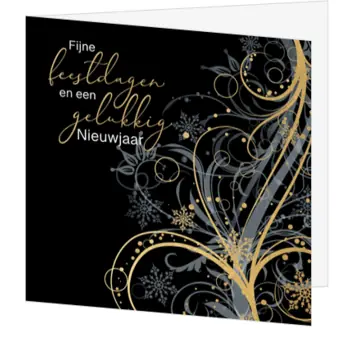 Stijlvolle kerstkaart met gouden sierdetails