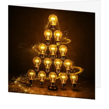 Zakelijke kerstkaart met kerstboom van gloeilampen