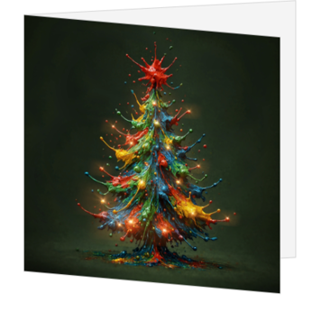 Moderne kerstkaart met kleurrijke kerstboom