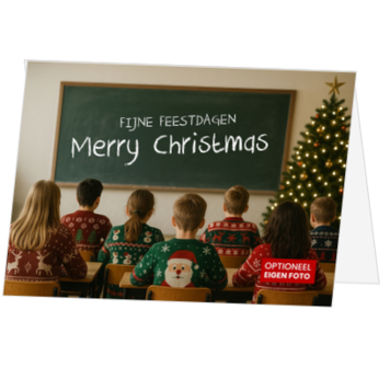 Kerstkaart voor school met kersttruien