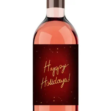 kerstkaart met gouden Happy Holidays op rood