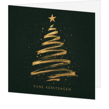 Luxe kerstkaart met gouden kerstboom