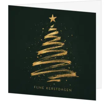 Luxe kerstkaart met gouden kerstboom