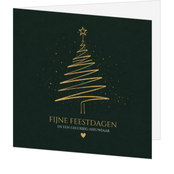 Luxe kerstkaart met gouden kerstboom