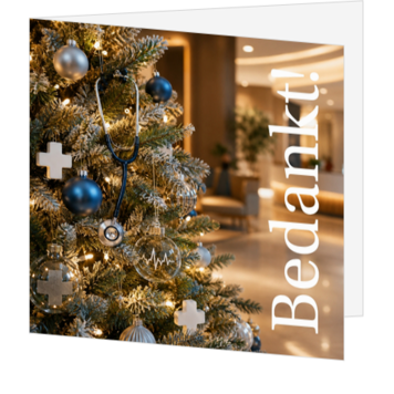 Kerstkaart voor de zorg met medische kerstboom