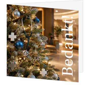 kerstkaart voor de zorg met medische kerstboom