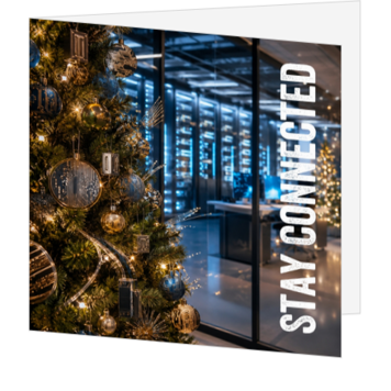 Moderne kerstkaart met kerstboom en technologie