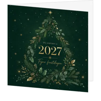 Luxe kerstkaart met botanische kerstboom