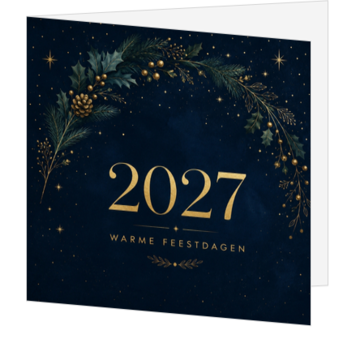 Stijlvolle kerstkaart met gouden winterdetails