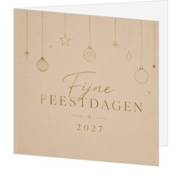Stijlvolle kerstkaart met beige en goud