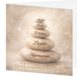 Nieuwjaarskaart met rust, licht, warmte en harmonie