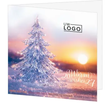 kerstkaart met glinsterende kerstboom