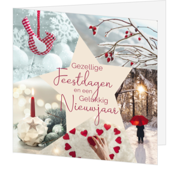 Kerstkaart met sfeervolle wintercollage